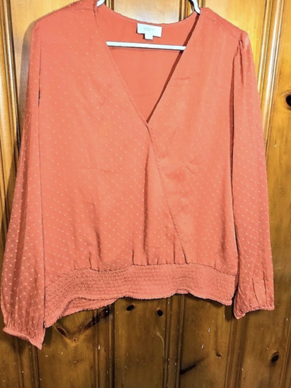 LOFT Polka Dot Blouse in Orange Size XL